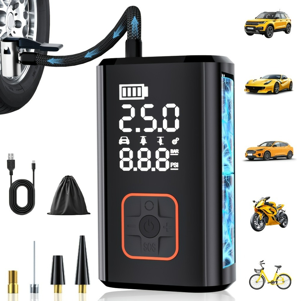 Car Portable Tire Inflator - Compresor de Aire Portátil Inalámbrico, Inflador